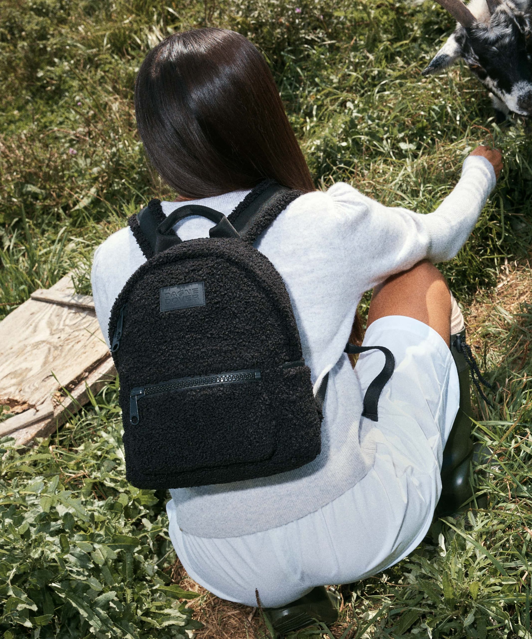 Dakota Backpack in Onyx Shearling . Small - Image 6
